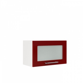 Бруклин ШВГС 600 Шкаф верхний горизонтальный со стеклом (Бетон белый/корпус Белый) в Кабинетном - kabinetnoe.mebel54.com | фото