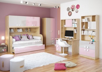 Детская комната Грэйси (Розовый/Серый/корпус Клен) в Кабинетном - kabinetnoe.mebel54.com | фото