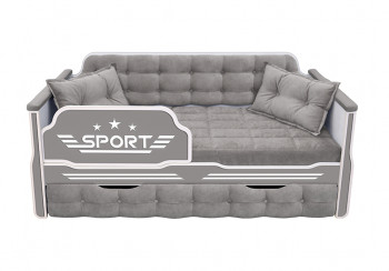 Кровать 190 серии Спорт 1 ящик 45 Серый (подушки) в Кабинетном - kabinetnoe.mebel54.com | фото