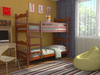 Кровать двухъярусная Соня из массива сосны 800*1890 Орех в Кабинетном - kabinetnoe.mebel54.com | фото