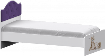 Кровать Каспер с мягкой спинкой и фотопечатью (800х1900)Белый/Фиолетовый в Кабинетном - kabinetnoe.mebel54.com | фото