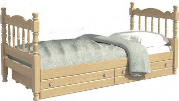 Кровать одинарная Аленка из массива сосны 800*1890 Сосна в Кабинетном - kabinetnoe.mebel54.com | фото