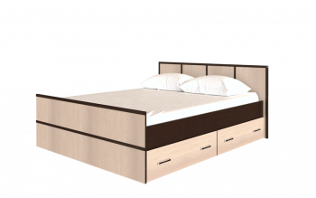 Кровать Сакура с настилом и ящиками 1,6 (Венге/Лоредо) в Кабинетном - kabinetnoe.mebel54.com | фото