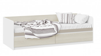 Кровать «Сканди» с 2 ящиками Дуб Гарден/Белый/Глиняный серый в Кабинетном - kabinetnoe.mebel54.com | фото