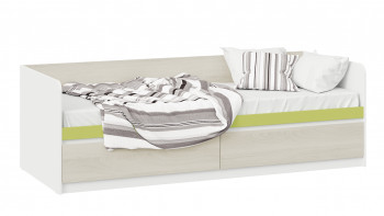 Кровать «Сканди» с 2 ящиками Дуб Гарден/Белый/Зеленый в Кабинетном - kabinetnoe.mebel54.com | фото