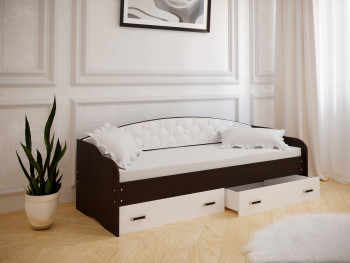 Кровать Софа-7 с мягкой спинкой (800х1900) Венге/ Белый в Кабинетном - kabinetnoe.mebel54.com | фото
