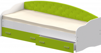 Кровать Софа-8 с мягкой спинкой (900х2000) Белый/Лайм в Кабинетном - kabinetnoe.mebel54.com | фото