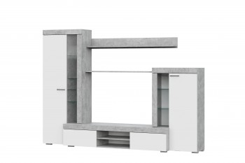Мебель для гостиной МГС 5 Цемент светлый / Белый в Кабинетном - kabinetnoe.mebel54.com | фото