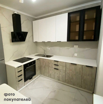 Модульная кухня Норд 1,6 м (Софт даймонд/Камень беж/Белый) в Кабинетном - kabinetnoe.mebel54.com | фото
