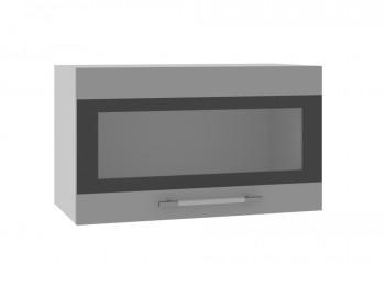 Норд ШВГС 600 Шкаф верхний горизонтальный со стеклом (Софт черный/корпус Венге) в Кабинетном - kabinetnoe.mebel54.com | фото
