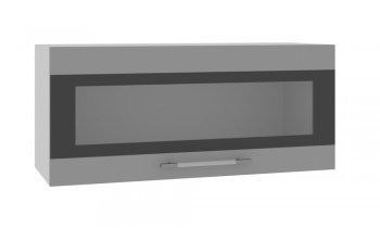 Норд ШВГС 800 Шкаф верхний горизонтальный со стеклом (Софт черный/корпус Белый) в Кабинетном - kabinetnoe.mebel54.com | фото