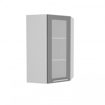 Норд ШВУС 600Н Шкаф верхний угловой (премьер) высокий (Софт черный/корпус Белый) в Кабинетном - kabinetnoe.mebel54.com | фото