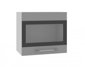Ройс ВПГСФ 500 Шкаф верхний горизонтальный со стеклом с фотопечатью высокий (Графит софт/корпус Серый) в Кабинетном - kabinetnoe.mebel54.com | фото