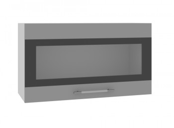 Ройс ВПГСФ 800 Шкаф верхний горизонтальный со стеклом с фотопечатью высокий (Графит софт/корпус Серый) в Кабинетном - kabinetnoe.mebel54.com | фото