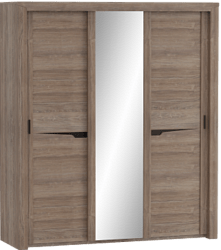Шкаф трехдверный Соренто с раздвижными дверями Дуб стирлинг/Кофе структурный матовый в Кабинетном - kabinetnoe.mebel54.com | фото